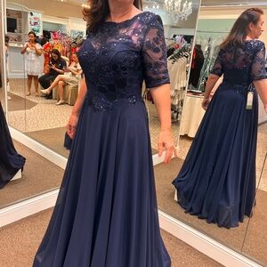 Elegant Navy Evening Gown